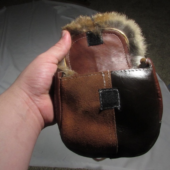 Leather Patch work Purse w/ Rabbit Fur - Picture 5 of 8
